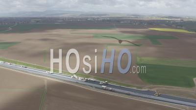 Highway Under Construction In Very Wide View - Video Drone Footage