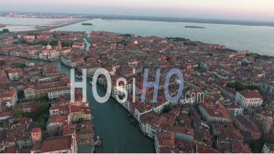 Panoramic View Of Venice At Sunset - Video Drone Footage