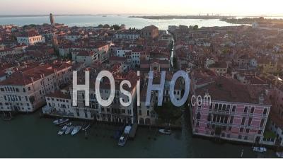 Grand Canal At Sunset In Venice - Video Drone Footage