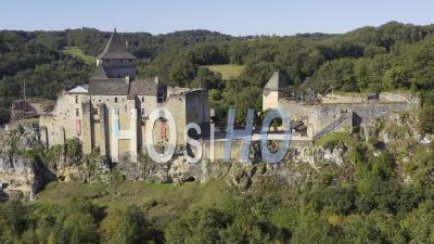 Drone View Of Castelnaud La Chapelle, Le Chateau De Castelnaud, The Village