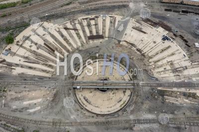 Railroad Roundhouse Remains In Pueblo, Colorado - Aerial Photography