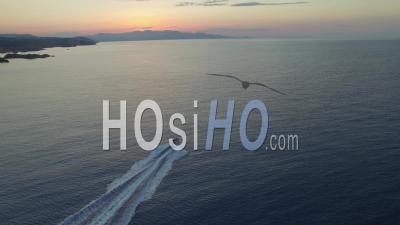 Motorboat At Cap De Creus, Followed By Drone