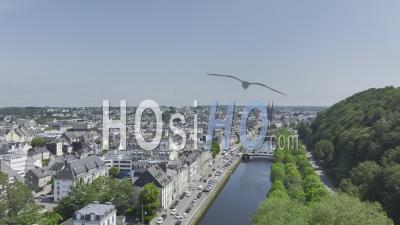 Quimper City In Brittany - Video Drone Footage