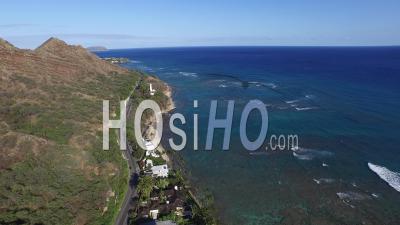 Diamond Head, Lighthouse, Honolulu, Hawaii - Video Drone Footage