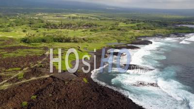 Punaluu, Black Sand Beach, Big Island, Hawaii - Video Drone Footage