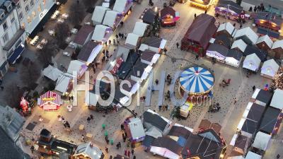 Christmas Market - Place Charles Iii Nancy - Video Drone Footage