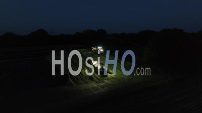 Ensilage By Night In Normandy - Video Drone Footage