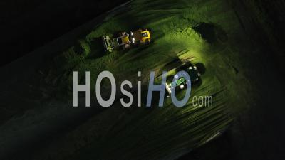 Ensilage By Night In Normandy - Video Drone Footage
