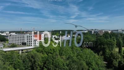 New Business District Viasilva In Cesson-Sevigne, Brittany, France - Video Drone Footage