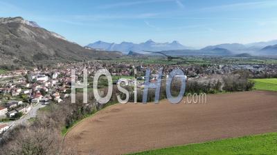 Aerial View Of The Town Of Vif In French - Video Drone Footage