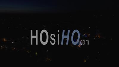 Taillades Village And Amphitheater At Night, France - Video Drone Footage