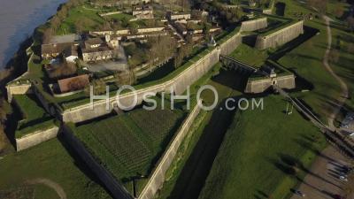 Aerial View, Blaye Citadel, Unesco World Heritage Site In Gironde, France - Video Drone Footage