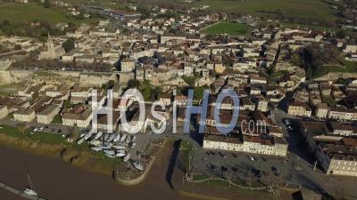 Aerial View, Bourg Sur Gironde, Site In Gironde, Aquitaine - Video Drone Footage